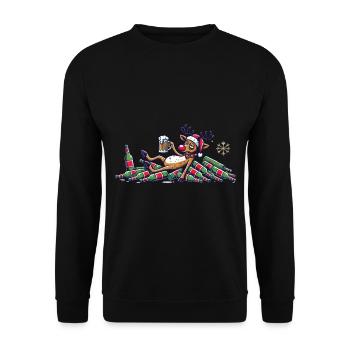 Funny Reindeer For Beer Lovers Christmas - Unisex Sweatshirt - black - Front - Alina (178cm) & Michal (187cm)