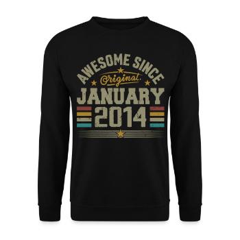Retro Birthday Gift Born In January 2014 - Unisex Sweatshirt - black - Front - Alina (178cm) & Michal (187cm)