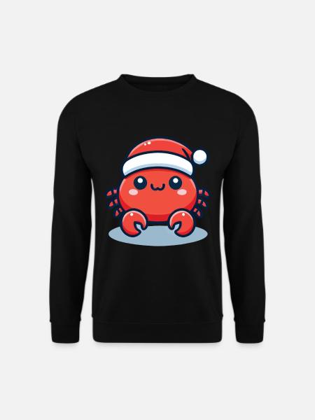 Merry Crab Christmas Hat - Unisex Sweatshirt - black