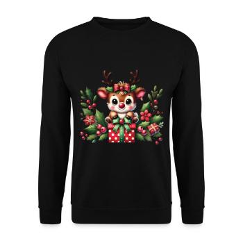 Plaisir des rennes de Noël avec des cadeaux - Sweat-shirt Unisexe - noir - Devant - Alina (178cm) & Michal (187cm)