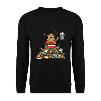 Funny Beer Reindeer Christmas Beer Lover - Unisex Sweatshirt - black - Front - Alina (178cm) & Michal (187cm)