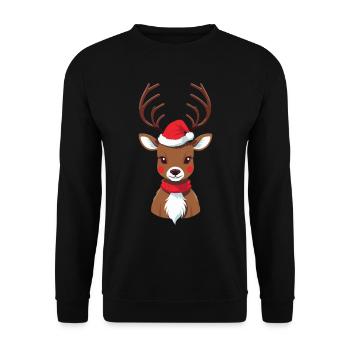 Christmas reindeer with cap - Unisex Sweatshirt - black - Front - Alina (178cm) & Michal (187cm)
