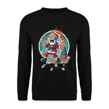Père Noël Électrocution Chaos Humour - Sweat-shirt Unisexe - noir - Devant - Alina (178cm) & Michal (187cm)