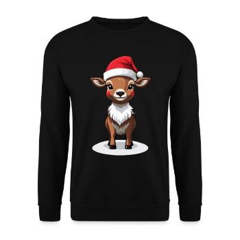 Christmas reindeer with cap - Unisex Sweatshirt - black - Front - Alina (178cm) & Michal (187cm)
