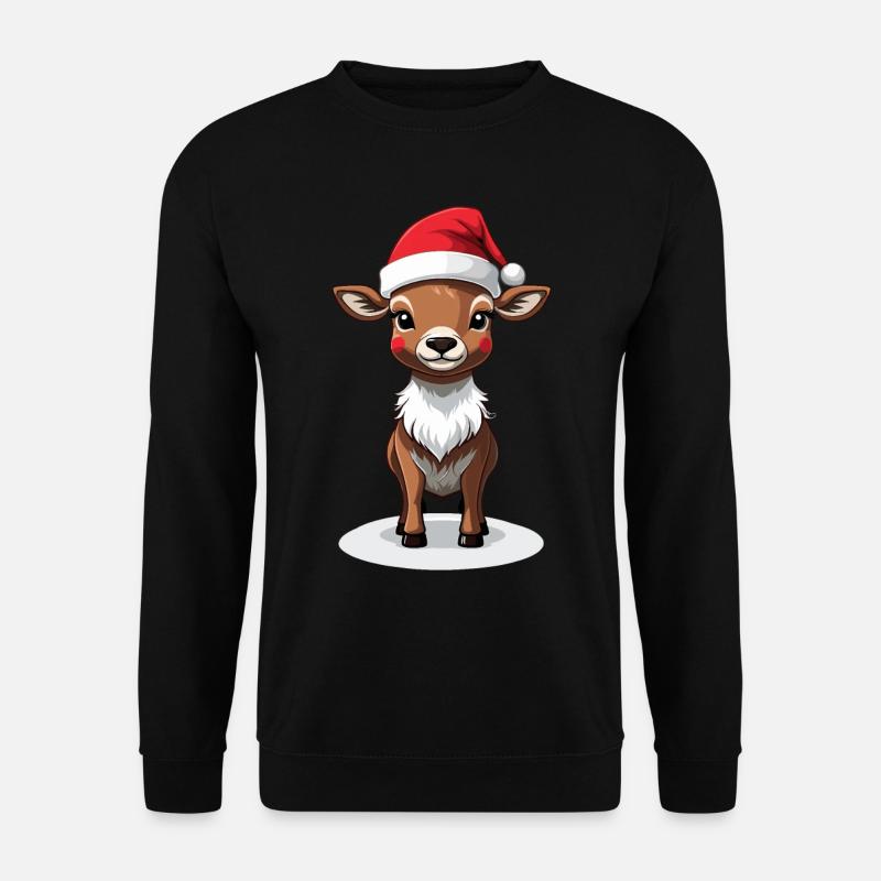 Christmas reindeer with cap - Unisex Sweatshirt - black