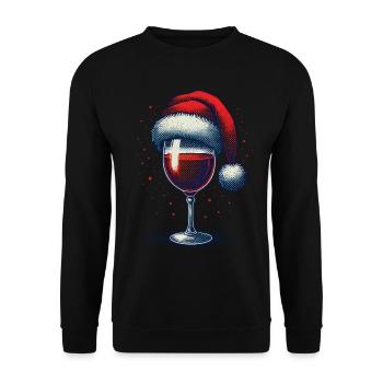 Festliches Weihnachtsweinglas Motiv - Unisex Pullover - Schwarz - Vorne - Alina (178cm) & Michal (187cm)
