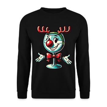 Christmas wine glass reindeer motif - Unisex Sweatshirt - black - Front - Alina (178cm) & Michal (187cm)