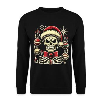 Christmas Skeleton Skull - Unisex Sweatshirt - black - Front - Alina (178cm) & Michal (187cm)