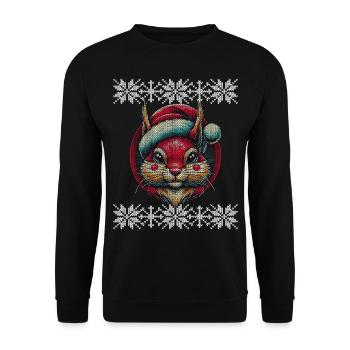 Joyeux Noël Motif Écureuil - Sweat-shirt Unisexe - noir - Devant - Alina (178cm) & Michal (187cm)