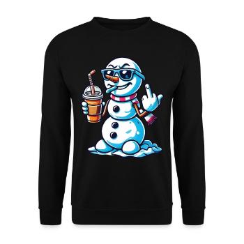 Bonhomme de neige cool avec doigt d’honneur - Sweat-shirt Unisexe - noir - Devant - Alina (178cm) & Michal (187cm)