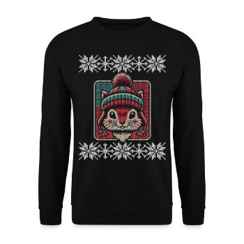Winter squirrel with hat and pattern - Unisex Sweatshirt - black - Front - Alina (178cm) & Michal (187cm)