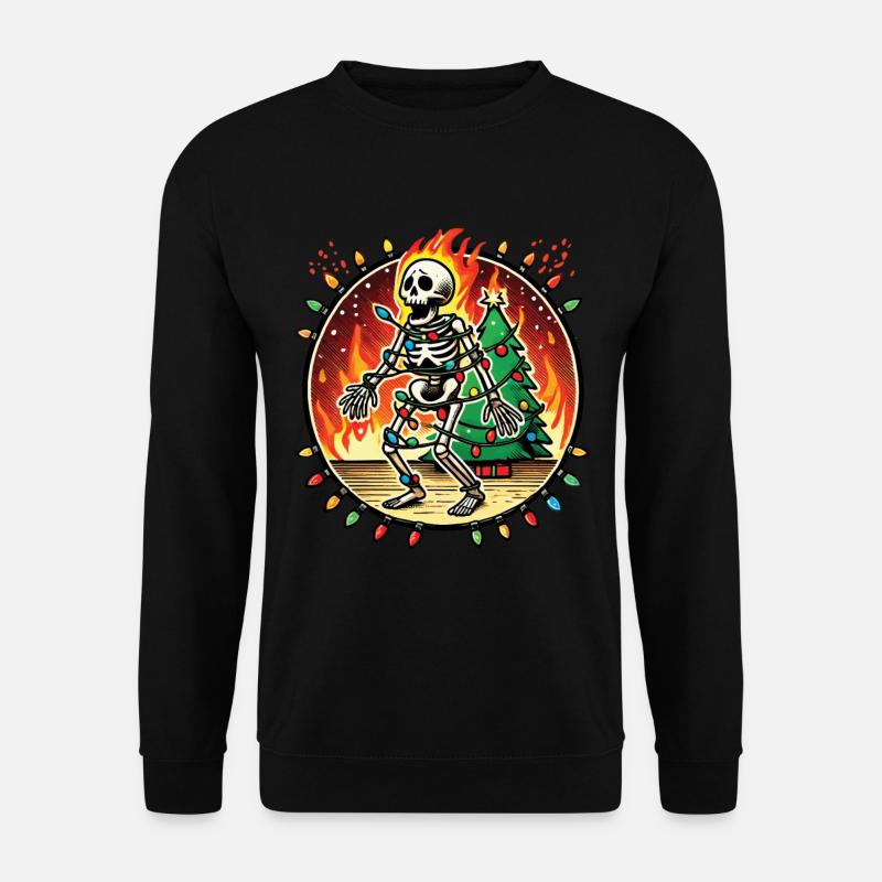 Flaming Christmas Skeleton Holiday Accident - Unisex Sweatshirt - black