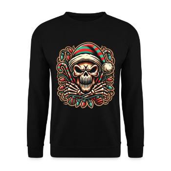Schädel Weihnachten Totenkopf gruselige Feiertage - Unisex Pullover - Schwarz - Vorne - Alina (178cm) & Michal (187cm)