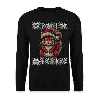 Écureuil de Noël avec chapeau - Sweat-shirt Unisexe - noir - Devant - Alina (178cm) & Michal (187cm)