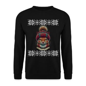 Winter squirrel with cap - Unisex Sweatshirt - black - Front - Alina (178cm) & Michal (187cm)