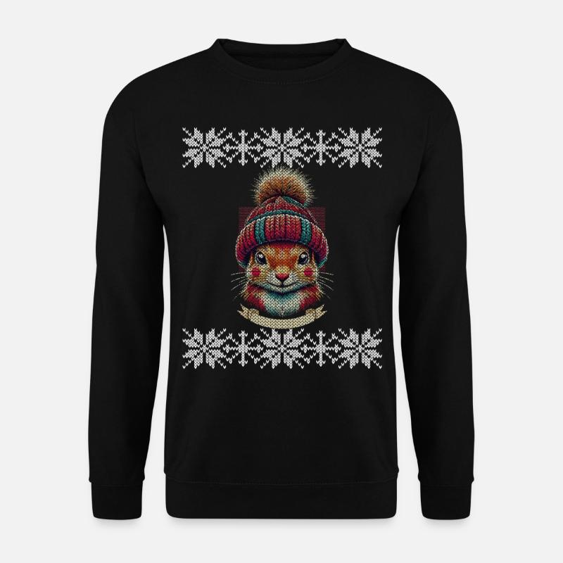 Écureuil d’hiver avec casquette - Sweat-shirt Unisexe - noir
