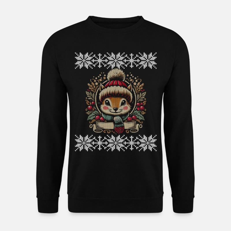 Winterliche Eichhörnchen Illustration - Unisex Pullover - Schwarz