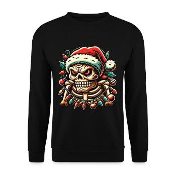 Christmas skull with fairy lights - Unisex Sweatshirt - black - Front - Alina (178cm) & Michal (187cm)