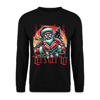 Plaisir de Noël avec le motif Let’s Get Lit - Sweat-shirt Unisexe - noir - Devant - Alina (178cm) & Michal (187cm)