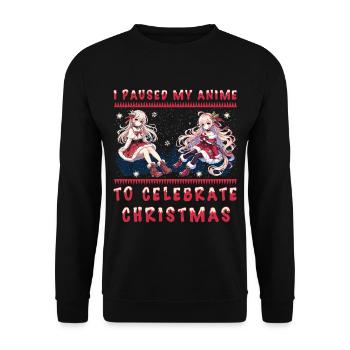 Kawaii Girl Anime Christmas Break to Celebrate - Unisex Sweatshirt - black - Front - Alina (178cm) & Michal (187cm)