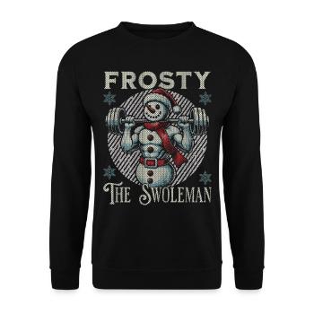 Frosty Der Muskelmann Schneemann Fitness - Unisex Pullover - Schwarz - Vorne - Alina (178cm) & Michal (187cm)