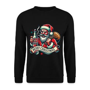 Tattoo Style Christmas Merry Christmas Aesthetic - Unisex Sweatshirt - black - Front - Alina (178cm) & Michal (187cm)