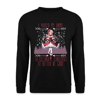 Anime Christmas Joy for Fans - Unisex Sweatshirt - black - Front - Alina (178cm) & Michal (187cm)
