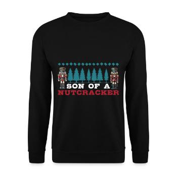 Son of a Nutcracker Funny Christmas Motif - Unisex Sweatshirt - black - Front - Alina (178cm) & Michal (187cm)