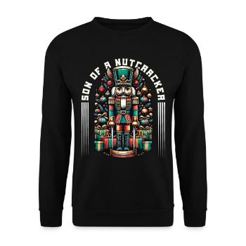 Son of a Nutcracker Christmas Motif - Unisex Sweatshirt - black - Front - Alina (178cm) & Michal (187cm)
