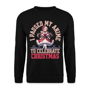 Anime Weihnachten Für Fans Und Liebhaber - Unisex Pullover - Schwarz - Vorne - Alina (178cm) & Michal (187cm)