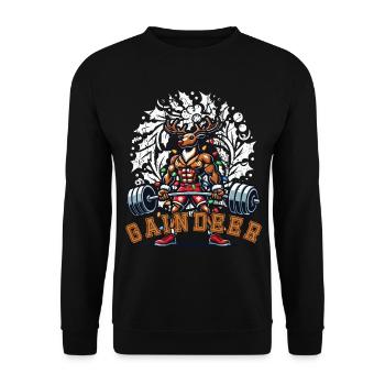Muscle Reindeer Christmas Fitness Fun Fun - Unisex Sweatshirt - black - Front - Alina (178cm) & Michal (187cm)