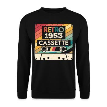 Retro 1975 Jahrgang 1953 - 1953 Geburtstagsgeschenk - Unisex Pullover - Schwarz - Vorne - Alina (178cm) & Michal (187cm)