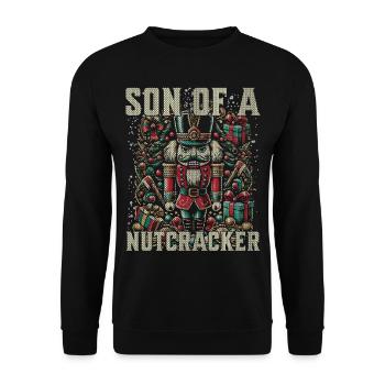 Frecher Nussknacker Weihnachten Humor - Unisex Pullover - Schwarz - Vorne - Alina (178cm) & Michal (187cm)