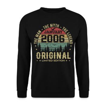 19 Year Old Birthday Gift, Born In January 2006 - Unisex Sweatshirt - black - Front - Alina (178cm) & Michal (187cm)