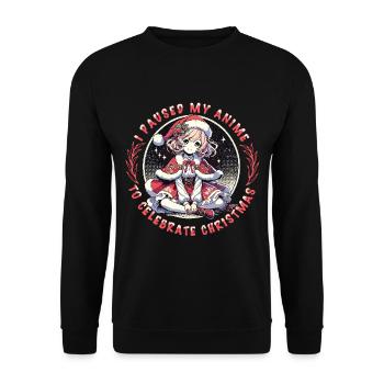 Kawaii Anime Christmas Celebration Motif - Unisex Sweatshirt - black - Front - Alina (178cm) & Michal (187cm)