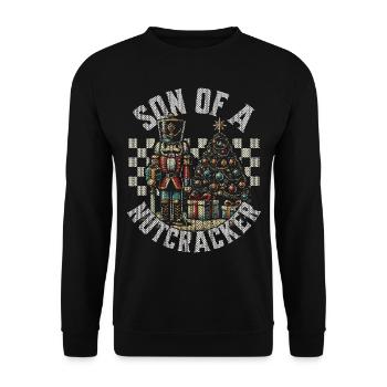 Son of a Nutcracker Christmas Humor - Unisex Sweatshirt - black - Front - Alina (178cm) & Michal (187cm)