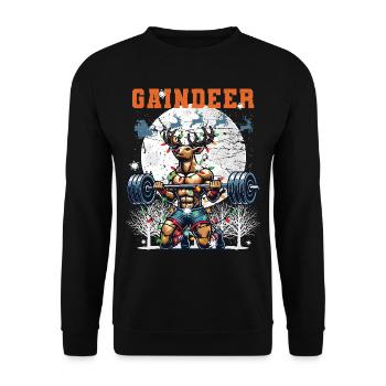 Christmas Workout Reindeer Fitness Humor - Unisex Sweatshirt - black - Front - Alina (178cm) & Michal (187cm)