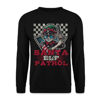 Père Noël Patrouille Elfe Drôle Groupe de Lutins de Noël - Sweat-shirt Unisexe - noir - Devant - Alina (178cm) & Michal (187cm)