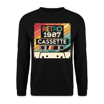 Retro 1975 Vintage 1987 - 1987 Anniversary Gift - Unisex Sweatshirt - black - Front - Alina (178cm) & Michal (187cm)