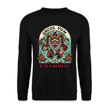 Salutation du Krampus Noël Myths Fun - Sweat-shirt Unisexe - noir - Devant - Alina (178cm) & Michal (187cm)