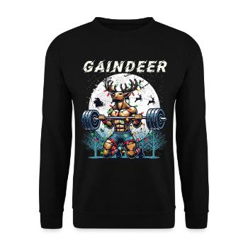 Gaindeer Funny Fitness Christmas Design - Unisex Sweatshirt - black - Front - Alina (178cm) & Michal (187cm)