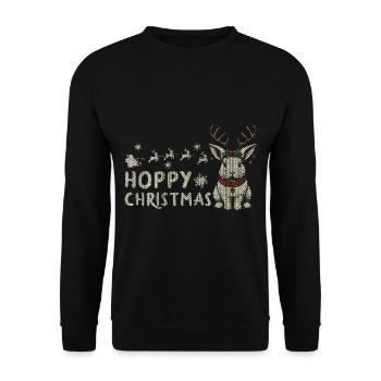 Hoppy Noël Drôle Lapin de Noël - Sweat-shirt Unisexe - noir - Devant - Alina (178cm) & Michal (187cm)