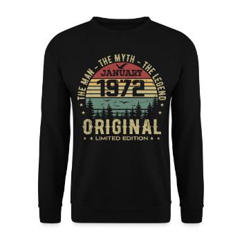 53 Year Old Birthday Gift, Born In January 1972 - Unisex Sweatshirt - black - Front - Alina (178cm) & Michal (187cm)