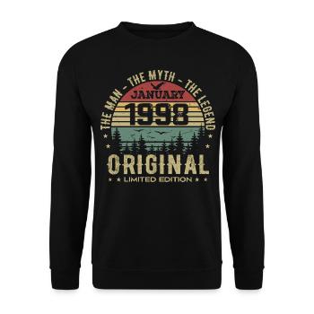 Cadeau D'anniversaire 27 ans, Nées En Janvier 1998 - Sweat-shirt Unisexe - noir - Devant - Alina (178cm) & Michal (187cm)
