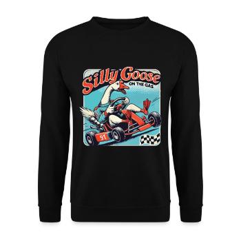Silly Goose sur l’accélérateur dans un kart - Sweat-shirt Unisexe - noir - Devant - Alina (178cm) & Michal (187cm)