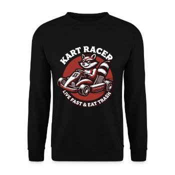Kart Racer Waschbär Go-Kart Abenteuer - Unisex Pullover - Schwarz - Vorne - Alina (178cm) & Michal (187cm)