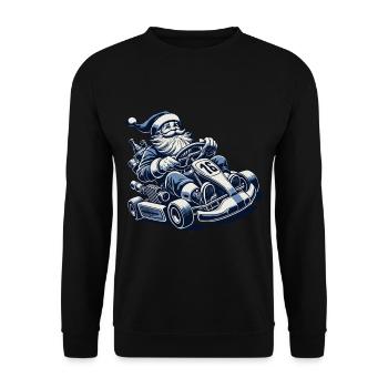Weihnachtsmann Go-Kart Retro Stil - Unisex Pullover - Schwarz - Vorne - Alina (178cm) & Michal (187cm)