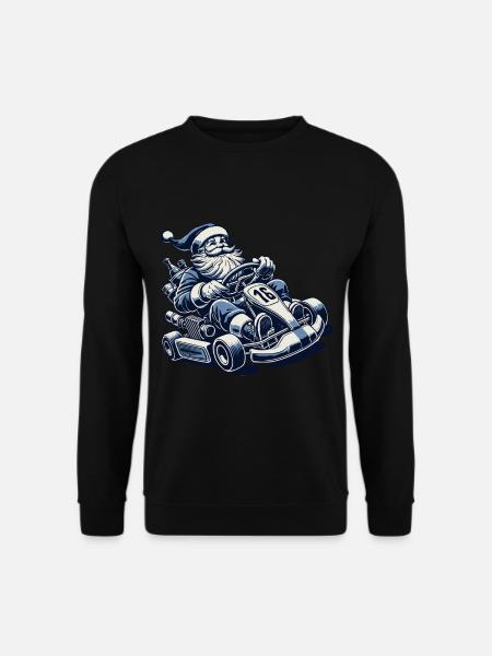 Weihnachtsmann Go-Kart Retro Stil - Unisex Pullover - Schwarz
