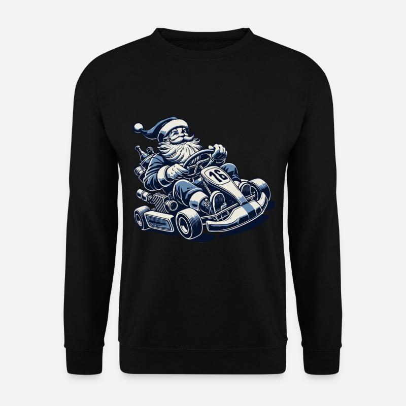 Weihnachtsmann Go-Kart Retro Stil - Unisex Pullover - Schwarz
