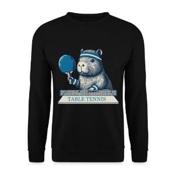 Capybara Table Tennis Fun with Table Tennis Racket - Unisex Sweatshirt - black - Front - Alina (178cm) & Michal (187cm)